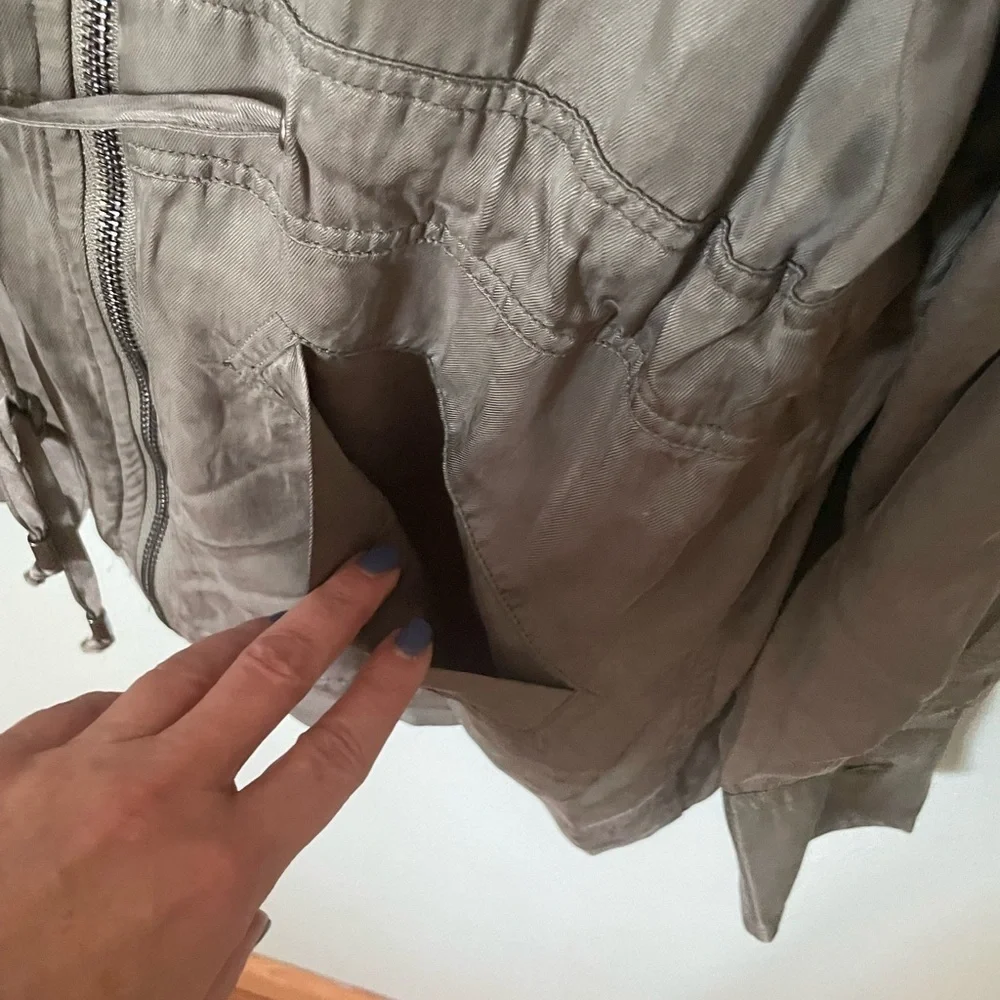Rails Miles Sage Green Utility Jacket Pockets Drawstring Waist